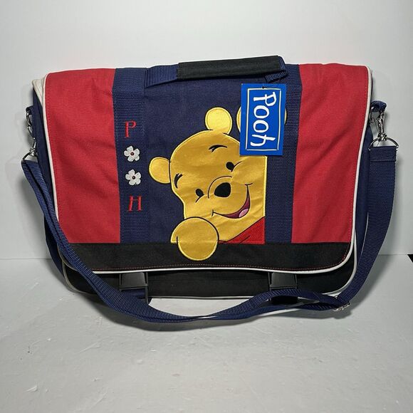 Disney Winnie The Pooh Messenger Bag Laptop Shoulder Satchel Canvas Vintage NOS - Picture 1 of 6